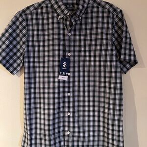 Izod Men's black and White Checkered Shirt